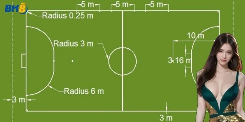 Các khu vực quan trọng đối với sân 5 người tiêu chuẩn